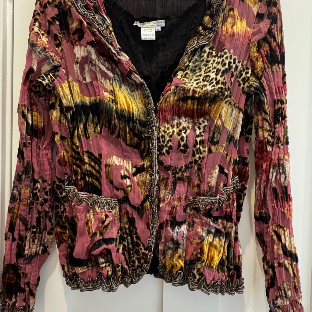 Alberto Makali Beaded Colorful Animal Print Jacket And Tank Top Set